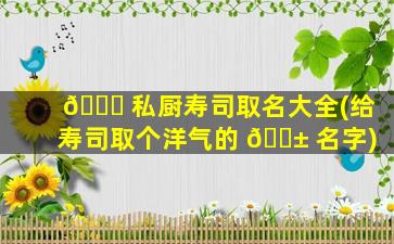 🐟 私厨寿司取名大全(给寿司取个洋气的 🐱 名字)